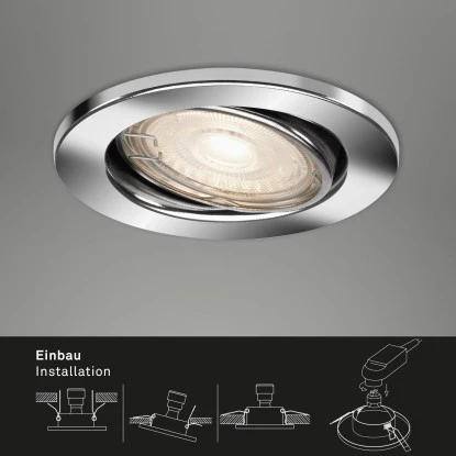 Briloner LED-Einbaustrahler 3er GU10 Chrom Ø 8,6 Cm Schwenkbar 5 Briloner LED-Einbaustrahler 3er GU10 Chrom Ø 8,6 Cm Schwenkbar – Bild 3