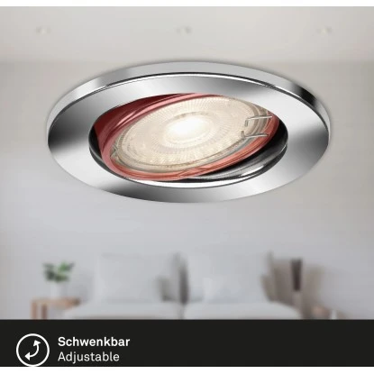 Briloner LED-Einbaustrahler 3er GU10 Chrom Ø 8,6 Cm Schwenkbar 6 Briloner LED-Einbaustrahler 3er GU10 Chrom Ø 8,6 Cm Schwenkbar – Bild 4