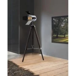 Näve Stehleuchte Dreibein Holly Natur Dunkel