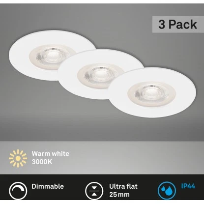 Brilo LED-Einbauleuchte Kulana 3er-Set Dimmbar Weiß 4 Brilo LED-Einbauleuchte Kulana 3er-Set Dimmbar Weiß – Bild 2