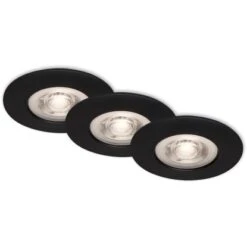 Brilo LED-Einbauleuchte Kulana 3er-Set Dimmbar Matt-Schwarz
