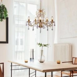 Näve Kronleuchter Lucia Gold Mit Schmucksteinen Ø 60 Cm -Beleuchtungsgeschäft 4003222874820 3065 03