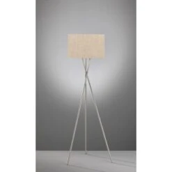 Fischer & Honsel Stehleuchte Wotan 3-flammig Nickelfarben/Sand Leinen -Beleuchtungsgeschäft 4003694402644 1546 A 10
