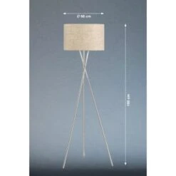 Fischer & Honsel Stehleuchte Wotan 3-flammig Nickelfarben/Sand Leinen -Beleuchtungsgeschäft 4003694402644 1546 VM 09