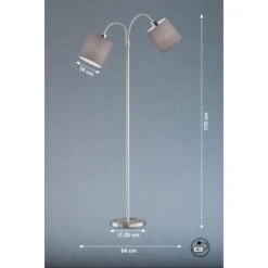 Fischer & Honsel Stehleuchte Cozy 2-flammig Nickelfarben/Grau 10 Fischer & Honsel Stehleuchte Cozy 2-flammig Nickelfarben/Grau -Beleuchtungsgeschäft 4003694403276 1546 VM 09