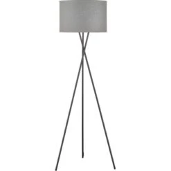 Fischer & Honsel Stehleuchte Wotan 3-flammig Schwarz/Grau