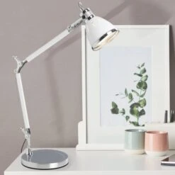 Brilliant Tischleuchte Octavia Chrom Und Weiß