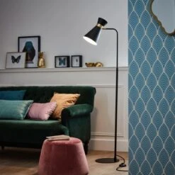 Brilliant Standleuchte Goldy 1-flammig Schwarz Matt Und Gold