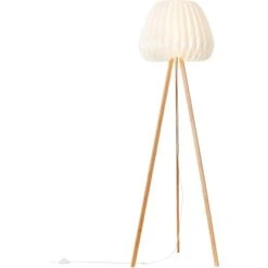 Brilliant Standleuchte Inna Dreibeinig Holz Hell Und Weiß -Beleuchtungsgeschäft 4004353379017 4731 CU 03