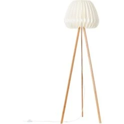 Brilliant Standleuchte Inna Dreibeinig Holz Hell Und Weiß -Beleuchtungsgeschäft 4004353379017 4731 CU 04