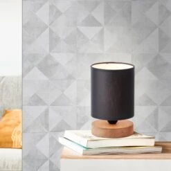 Brilliant Tischleuchte Vonnie Schwarz Und Holz