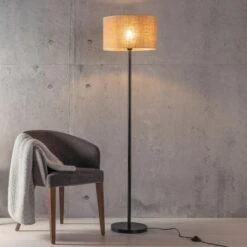 Brilliant Stehleuchte Aniela 1-flammig Schwarz Und Natur