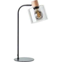 Brilliant Tischleuchte Weald Schwarz Und Holz