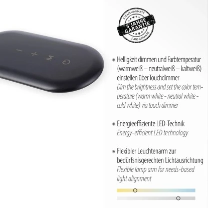 Leuchten Direkt Schreibtischleuchte Kelly Schwarz 39 X 59,5 Cm 5 Leuchten Direkt Schreibtischleuchte Kelly Schwarz 39 X 59,5 Cm – Bild 3