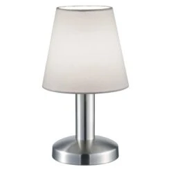 Trio Tischleuchte Touch Me Nickel Matt-Weiß