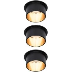 Paulmann LED Einbauleuchten-Set Gil Coin 3StepDim Rd Starr 3x6W Schwarz Matt/Gold