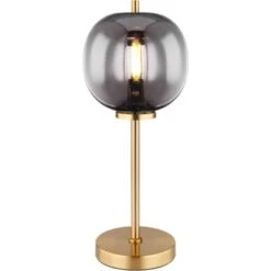 Globo Tischleuchte Blacky I Metall Messingfarben Matt Rauchfarben