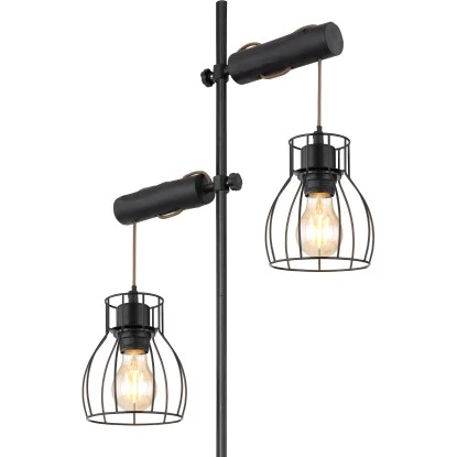 Globo Stehleuchte Mina 2-flammig Metall Schwarz Matt 8 Globo Stehleuchte Mina 2-flammig Metall Schwarz Matt – Bild 6