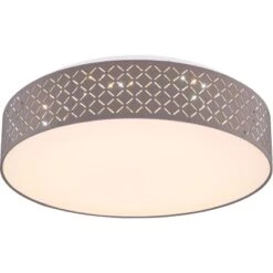 Globo LED-Deckenleuchte Cindy Ø 50 Cm Textil Grau Dimmbar Inkl. Fernbedienung