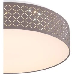 Globo LED-Deckenleuchte Cindy Ø 50 Cm Textil Grau Dimmbar Inkl. Fernbedienung -Beleuchtungsgeschäft 756581 3749 5