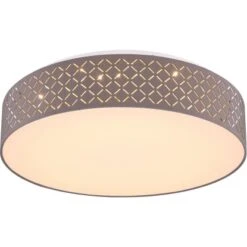 Globo LED-Deckenleuchte Cindy Ø 50 Cm Textil Grau Dimmbar Inkl. Fernbedienung -Beleuchtungsgeschäft 756581 3749 6