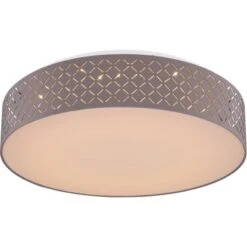 Globo LED-Deckenleuchte Cindy Ø 50 Cm Textil Grau Dimmbar Inkl. Fernbedienung -Beleuchtungsgeschäft 756581 3749 8