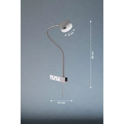 Fischer & Honsel LED-Bettleuchte Flex Lug 1x 5 W Nickel 5400 Lm 5 Fischer & Honsel LED-Bettleuchte Flex Lug 1x 5 W Nickel 5400 Lm – Bild 3