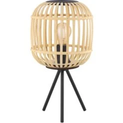 Eglo Tischleuchte Bordesley 1-flammig Schwarz-Natur E27 28 W -Beleuchtungsgeschäft 9002759432188 3539 S 0001