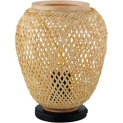 Eglo Tischleuchte Dembleby Ø 20 Cm Schwarz/Holz Natur