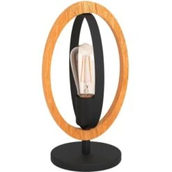 Eglo Tischleuchte Basildon 1-flammig Schwarz-Braun E27 40 W -Beleuchtungsgeschäft 9002759434649 3539 S 0001