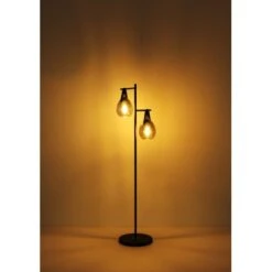 Globo Stehlampe Diethild 2-flammig Schwarz Matt 390 X 300 X 1430 Mm -Beleuchtungsgeschäft 9007371417230 3749 S 03