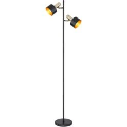 Globo Stehlampe Swinni 2-flammig Schwarz 285 X 230 X 1500 Mm -Beleuchtungsgeschäft 9007371421626 3749 S 01