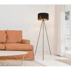 Globo Stehlampe Ingeborg 1-flammig Schwarz Matt 605 X 1500 Mm