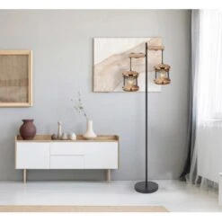 Globo Stehlampe Jeanie 2-flammig Schwarz Matt 610 X 240 X 1500 Mm