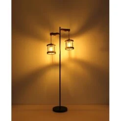 Globo Stehlampe Jeanie 2-flammig Schwarz Matt 610 X 240 X 1500 Mm -Beleuchtungsgeschäft 9007371429769 3749 S 06