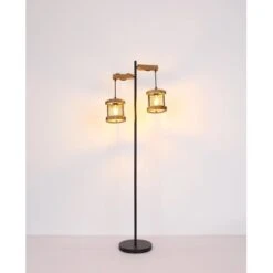 Globo Stehlampe Jeanie 2-flammig Schwarz Matt 610 X 240 X 1500 Mm -Beleuchtungsgeschäft 9007371429769 3749 S 07