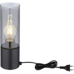 Globo Tischlampe Annika 1-flammig Schwarz Matt-Rauchfarben 90 X 300 Mm -Beleuchtungsgeschäft 9007371436767 3749 S 03