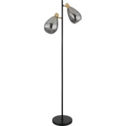 Globo Stehlampe Fanni 2-flammig Schwarz Matt-Rauchfarben 340 X 250 X 1600 Mm -Beleuchtungsgeschäft 9007371439799 3749 S 02