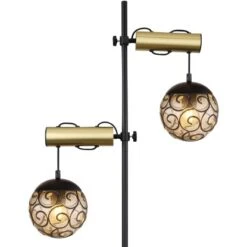 Globo Stehlampe Fitz 2-flammig Schwarz Matt-Gold Rauchfarben 510 X 250 X 1680 Mm -Beleuchtungsgeschäft 9007371439850 3749 CU 02
