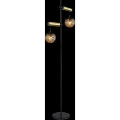 Globo Stehlampe Fitz 2-flammig Schwarz Matt-Gold Rauchfarben 510 X 250 X 1680 Mm -Beleuchtungsgeschäft 9007371439850 3749 S 02