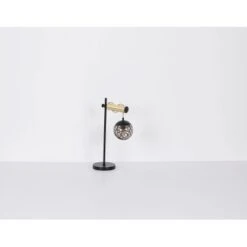 Globo Stehlampe Fitz 2-flammig Schwarz Matt-Gold Rauchfarben 510 X 250 X 1680 Mm -Beleuchtungsgeschäft 9007371439850 3749 S 09