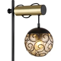Globo Tischlampe Fitz 1-flammig Schwarz Matt-Gold Rauchfarben 340 X 180 X 550 Mm -Beleuchtungsgeschäft 9007371442850 3749 CU 02