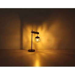 Globo Tischlampe Fitz 1-flammig Schwarz Matt-Gold Rauchfarben 340 X 180 X 550 Mm -Beleuchtungsgeschäft 9007371442850 3749 S 05